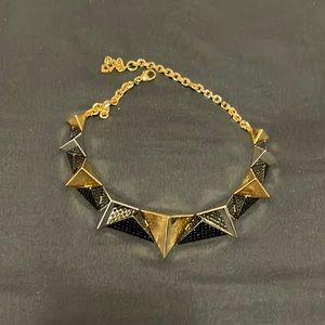LOUIS VUITTON GOLD TONE PYRAMID STUD NECKLACE SILVERY METALLIC